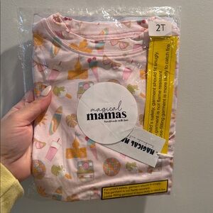 Pink girls “Summer fun” bamboo pj set size 2T NWT